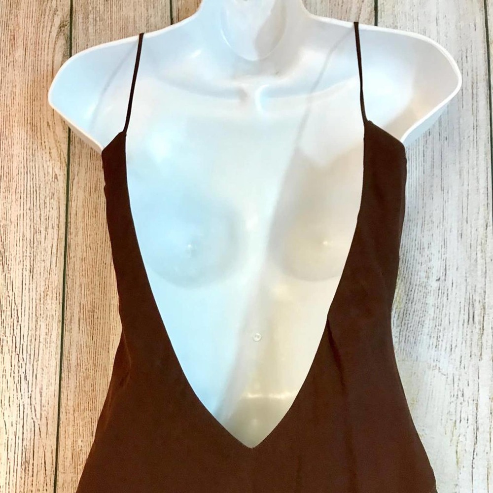 Zoe Georgette Satin Chocolate Long Maxi Dress S - Picture 7 of 8